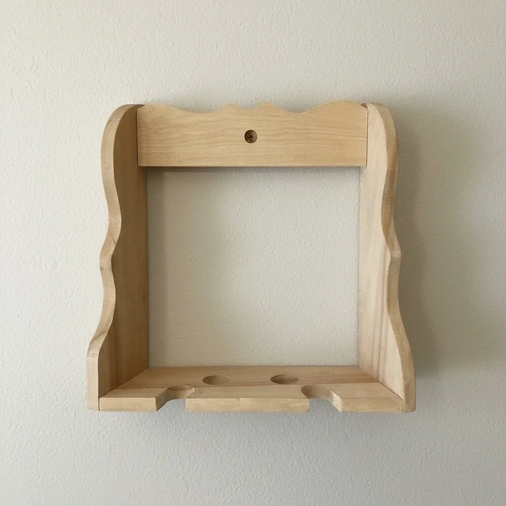 Vintage Wooden Hair Tool Organizer | Wall-Mount Blow Dryer & Curling Iron Holder